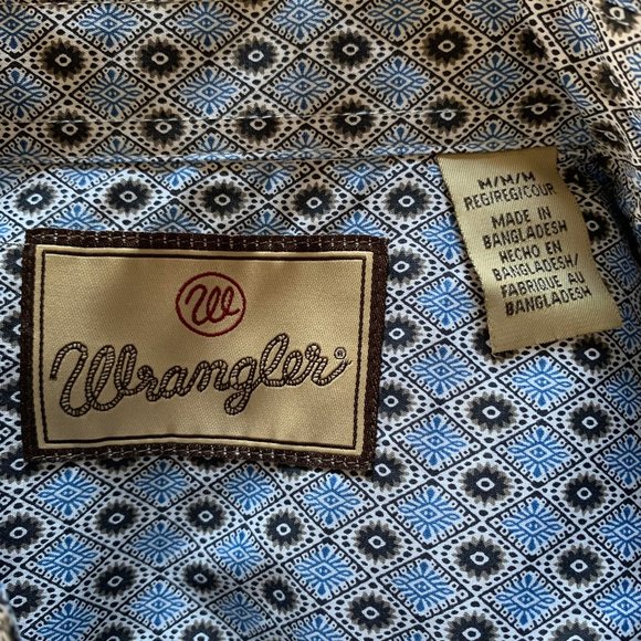 Wrangler Boys' Blue Sun Print Long Sleeve Western Shirt; Medium - Picture 3 of 4